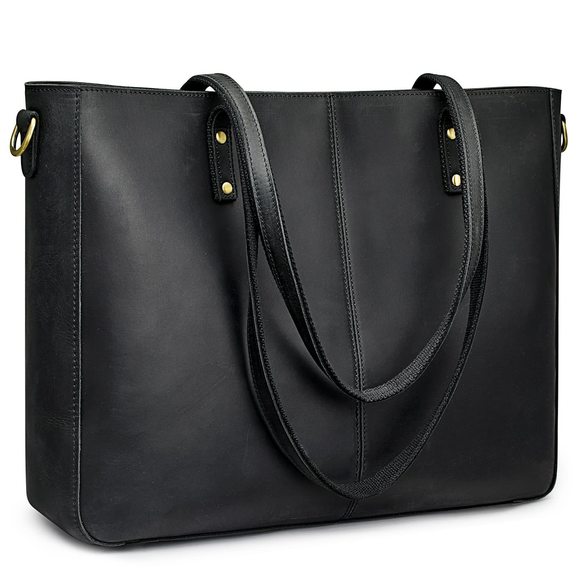 Genuine Leather Shoulder Tote Bag Large Handbag Work Purse O_O - Picture 1 of 7